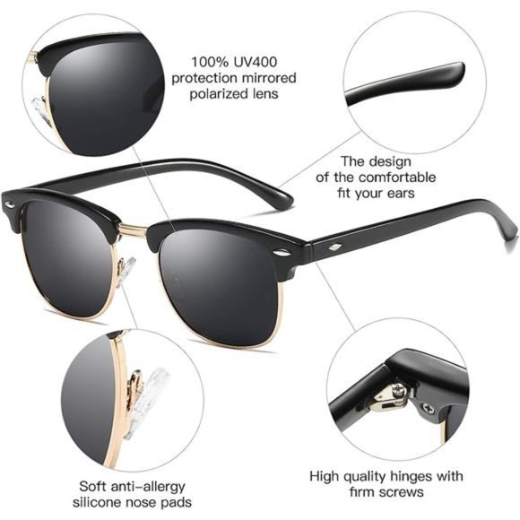 3 Pack Polarized Sunglasses women men Rimmed UV400 Glasses Retro Semi Rimless - Picture 4 of 6